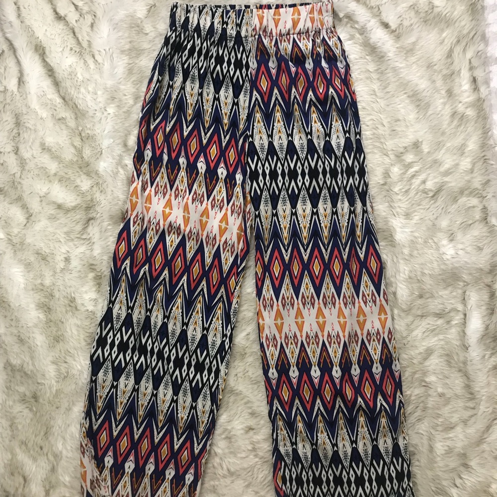 Tribal print wide leg pants